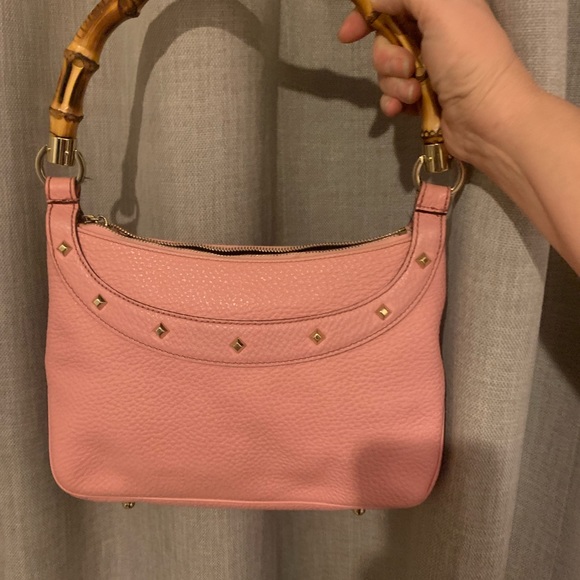 Authentic Pink Leather Gucci Handbag with Bamboo handle and zipper tassel - Picture 2 of 9